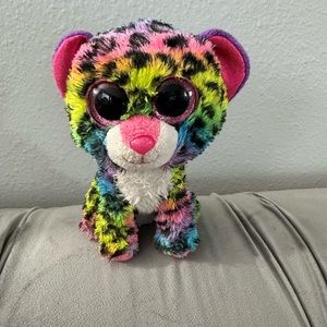 TY Beanie Boos Plush Leopard Dotty 6" Rainbow Big Glitter Eyes Cat Stuffed